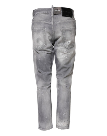 Dsquared² Women's Tapered Leg Mid Rise Stretch Denim Cotton Jeans - Gray