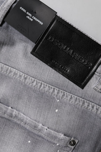Dsquared² Women's Tapered Leg Mid Rise Stretch Denim Cotton Jeans - Gray