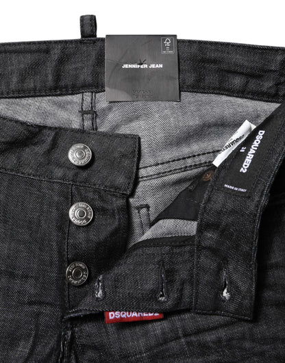 Dsquared² Black Cotton Low Waist Skinny Denim Jeans