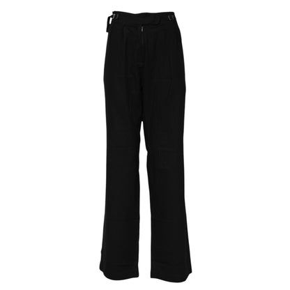 Ermanno Scervino Women's Straight High Rise Virgin Wool Jeans - Black