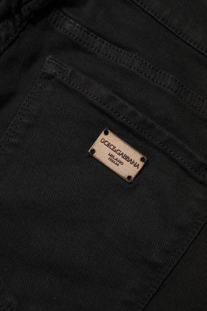 Dolce & Gabbana Women's Skinny Slim Mid Rise Stretch Denim Cotton Jeans - Black