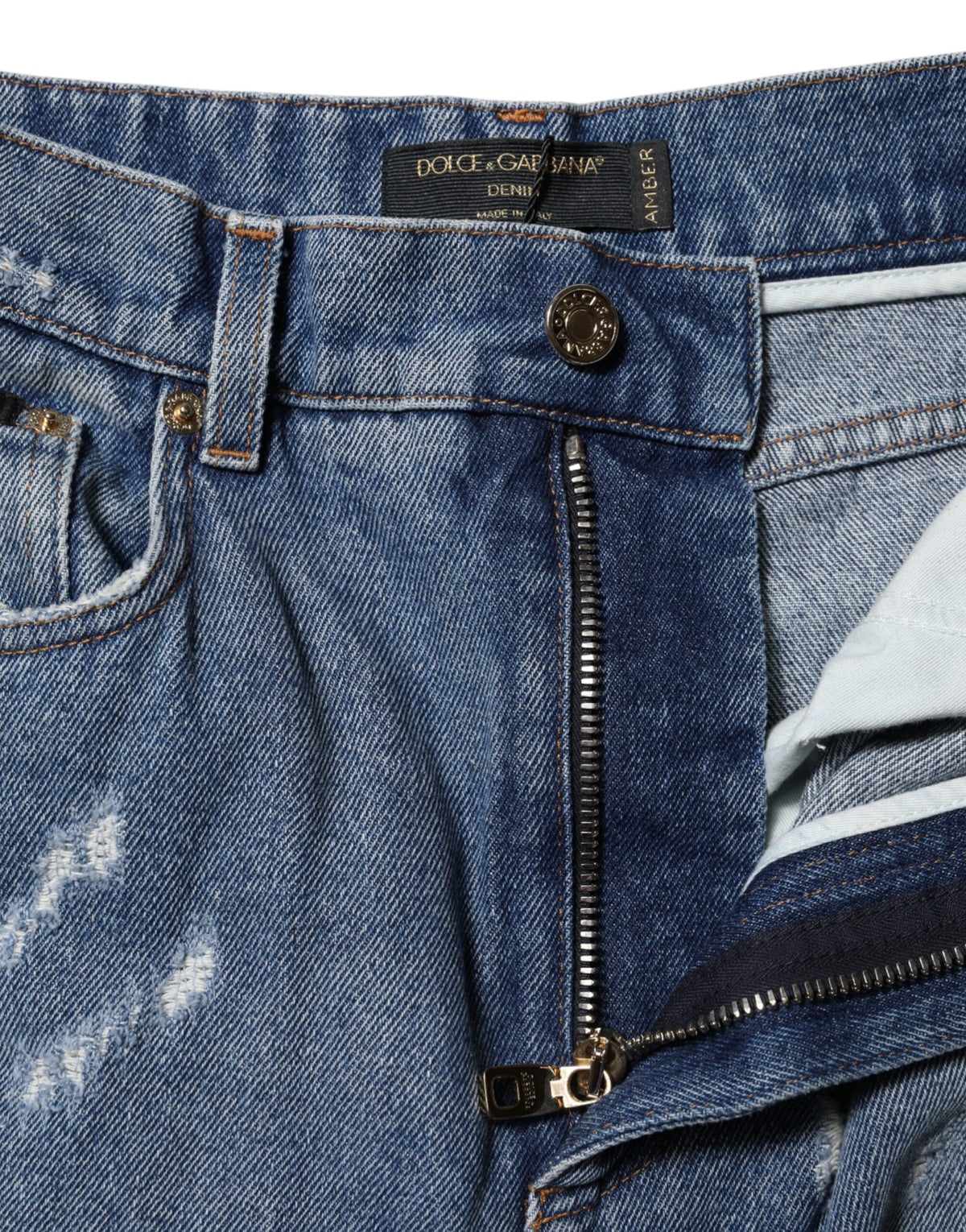 Dolce & Gabbana Women's Regular Fit High Rise Polyester Cotton Denim & Silk Jeans - Blue