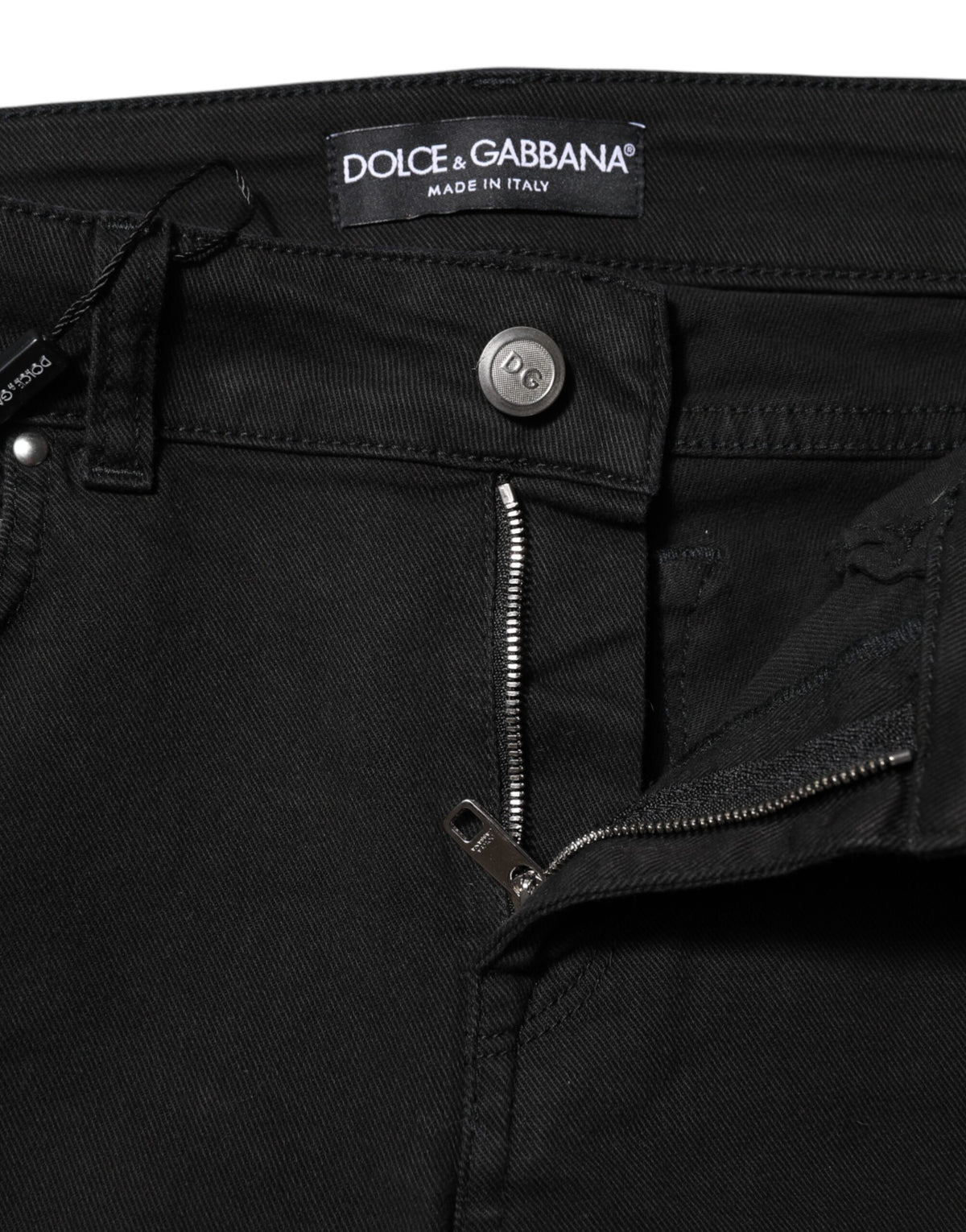 Dolce & Gabbana Women's Skinny Slim Mid Rise Stretch Denim Cotton Jeans - Black