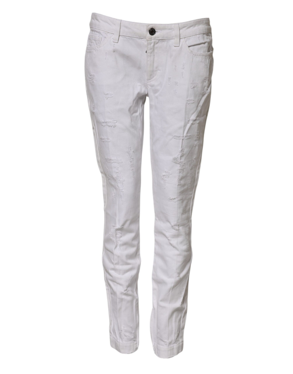 Dolce & Gabbana Women's Mid Rise Denim Cotton Jeans - White