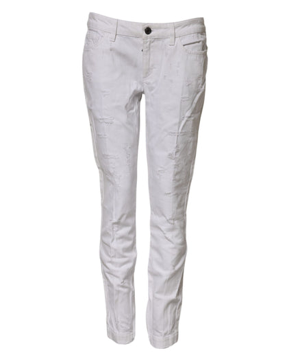 Dolce & Gabbana Women's Mid Rise Denim Cotton Jeans - White