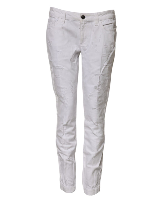 Dolce & Gabbana Women's Mid Rise Denim Cotton Jeans - White