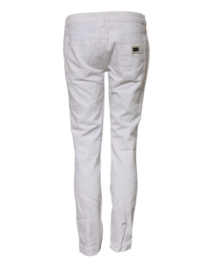 Dolce & Gabbana Women's Mid Rise Denim Cotton Jeans - White