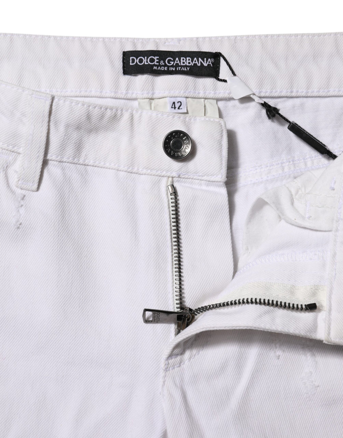 Dolce & Gabbana Women's Mid Rise Denim Cotton Jeans - White