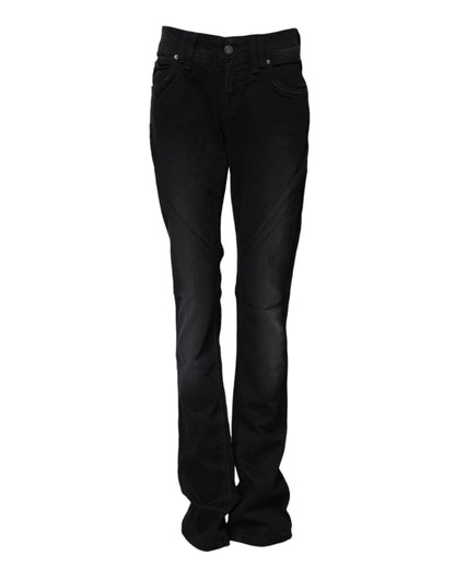 John Galliano 9 To 5 Women's Tapered Leg Mid Rise Stretch Denim Cotton Jeans - Black