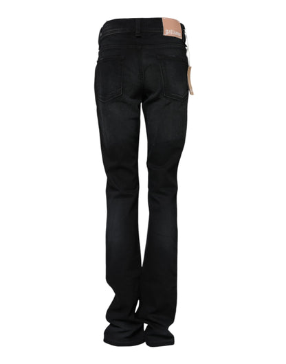 John Galliano 9 To 5 Women's Tapered Leg Mid Rise Stretch Denim Cotton Jeans - Black