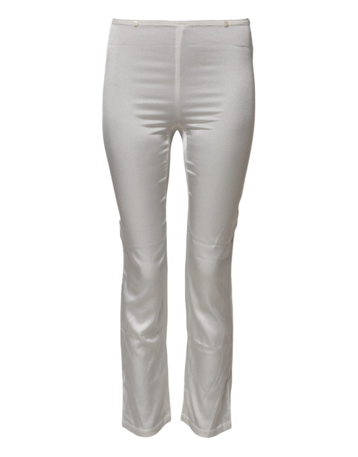 Dolce & Gabbana Women's Tapered Leg High Rise Silk Jeans - Ivory White