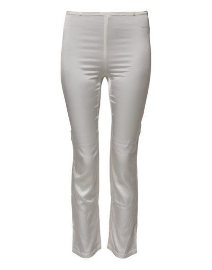 Dolce & Gabbana Women's Tapered Leg High Rise Silk Jeans - Ivory White