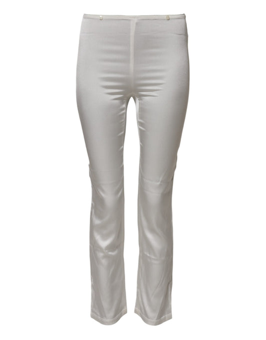 Dolce & Gabbana Women's Tapered Leg High Rise Silk Jeans - Ivory White