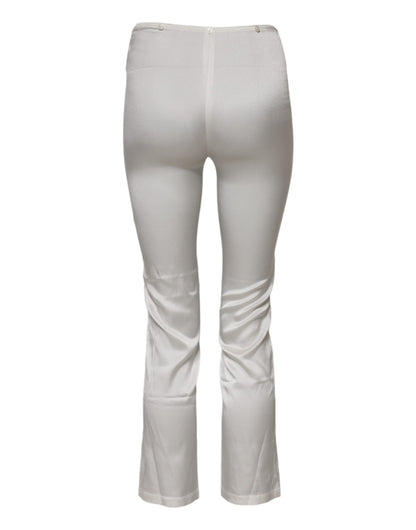 Dolce & Gabbana Women's Tapered Leg High Rise Silk Jeans - Ivory White