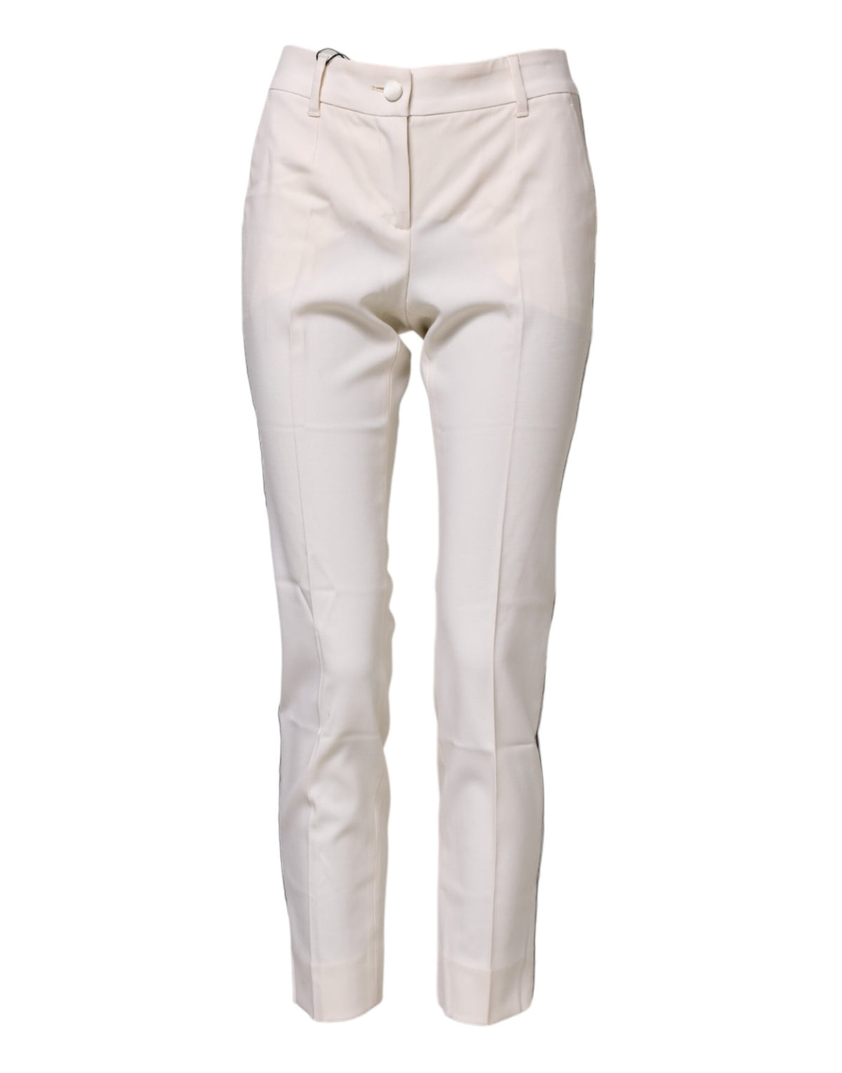 Dolce & Gabbana 9 To 5 Women's Tapered Leg High Rise Virgin Wool Jeans - White