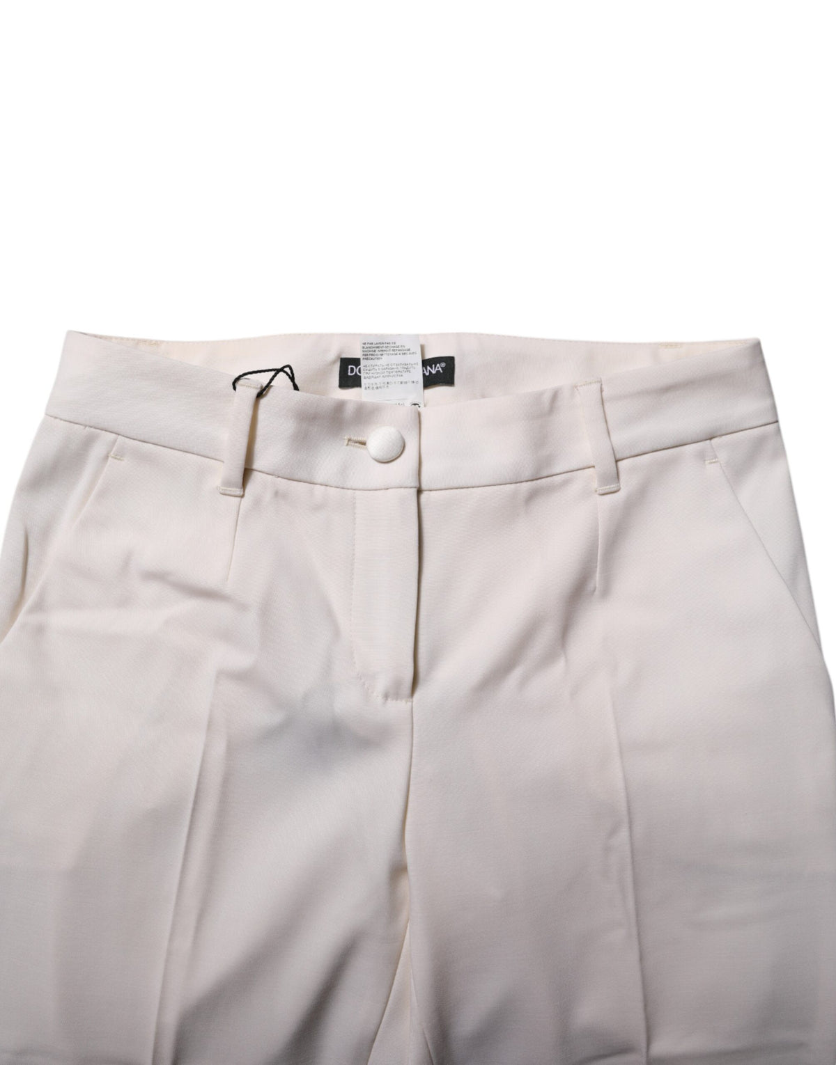 Dolce & Gabbana 9 To 5 Women's Tapered Leg High Rise Virgin Wool Jeans - White