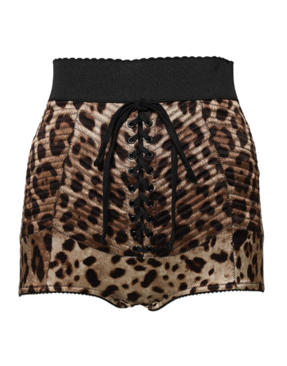 Dolce & Gabbana Brown Leopard High Waist Hot Pants Shorts