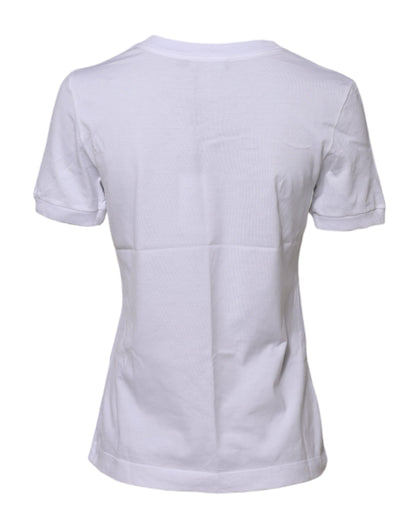 Dolce & Gabbana Women's Short-Sleeve Round Neck Cotton T-Shirt - White