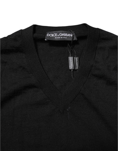 Dolce & Gabbana Dark Gray Embroidered Logo Pullover Sweater
