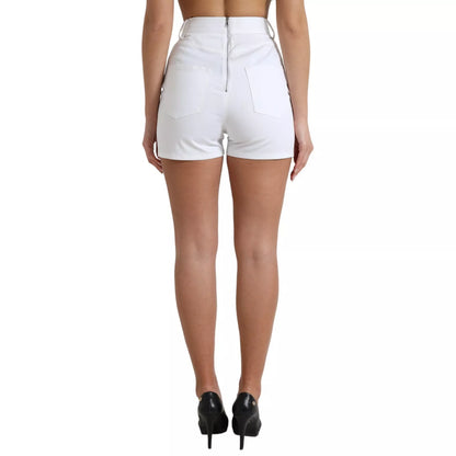 Dolce & Gabbana Women's High Rise Cotton & Lace Shorts - White