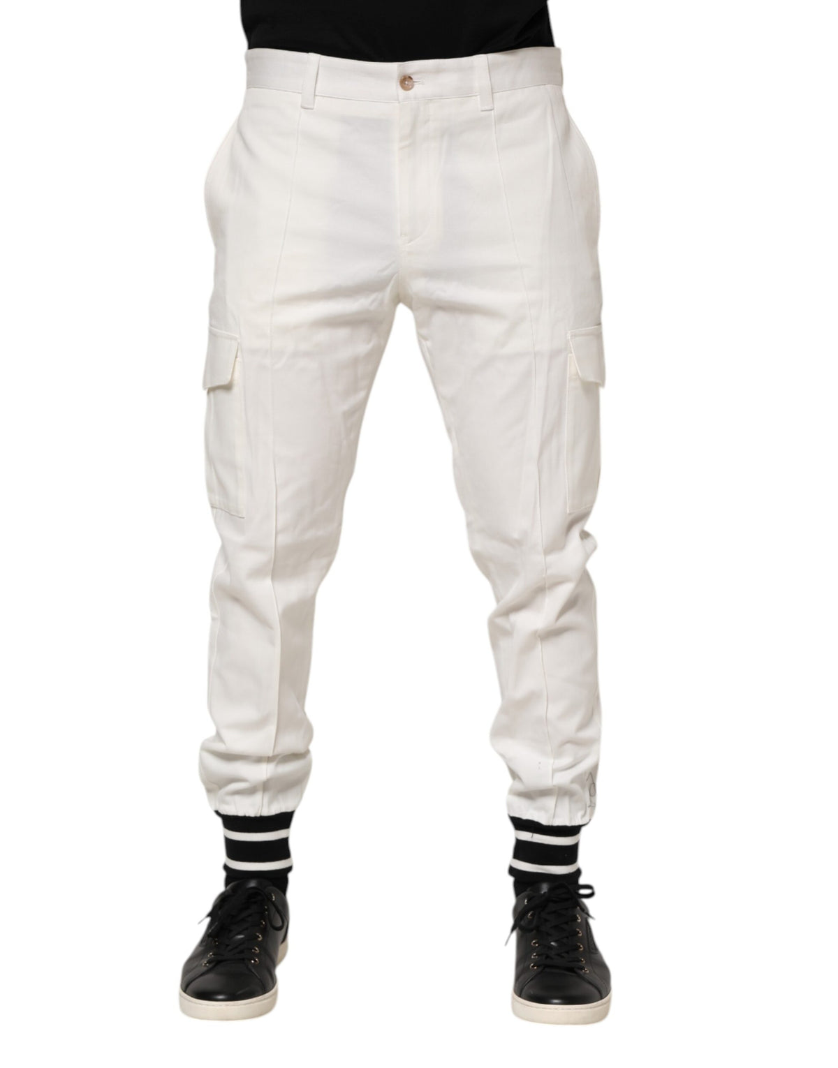 Dolce & Gabbana 9 To 5 Men's Skinny Regular Fit Stretch Cotton Joggers - White