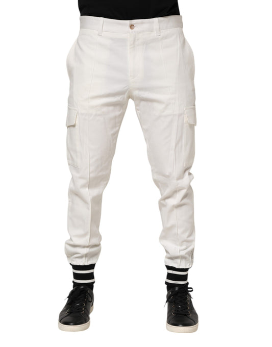 Dolce & Gabbana 9 To 5 Men's Skinny Regular Fit Stretch Cotton Joggers - White