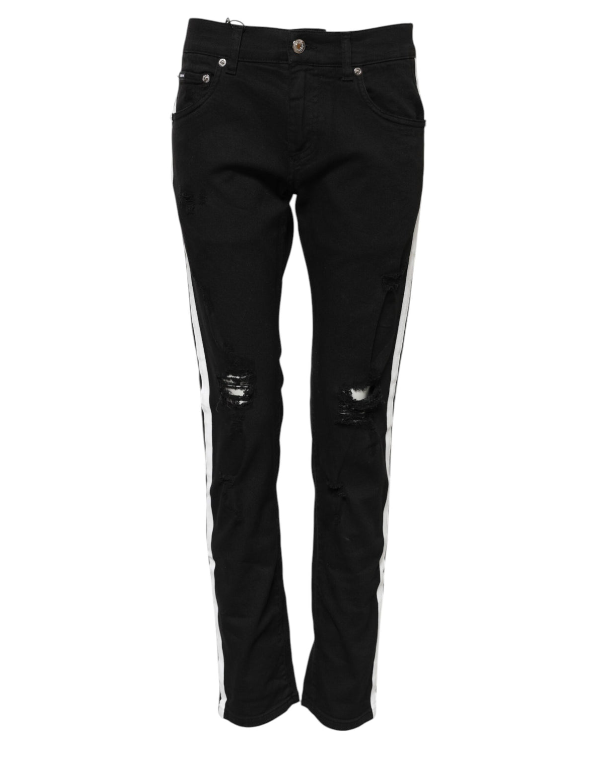 Dolce & Gabbana Men's Skinny Regular Fit Denim Cotton & Polyurethane Jeans - Black White