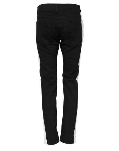Dolce & Gabbana Men's Skinny Regular Fit Denim Cotton & Polyurethane Jeans - Black White