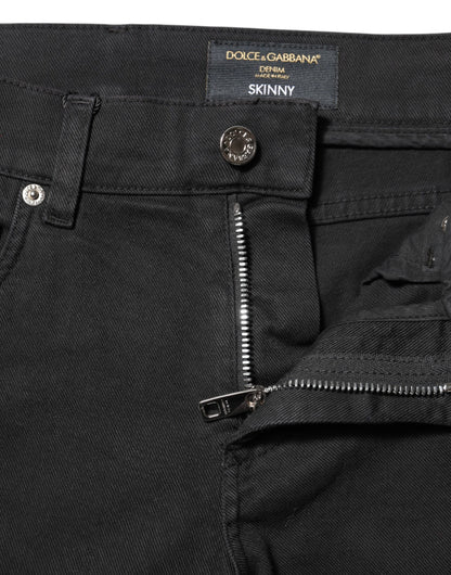 Dolce & Gabbana Black Tattered White Lining Skinny Denim Jeans