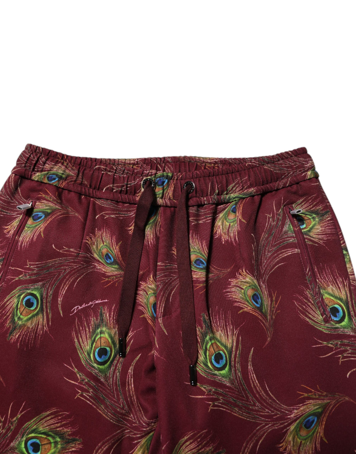 Dolce & Gabbana Men's Regular Fit Stretch Polyester Joggers - Burgundy Print