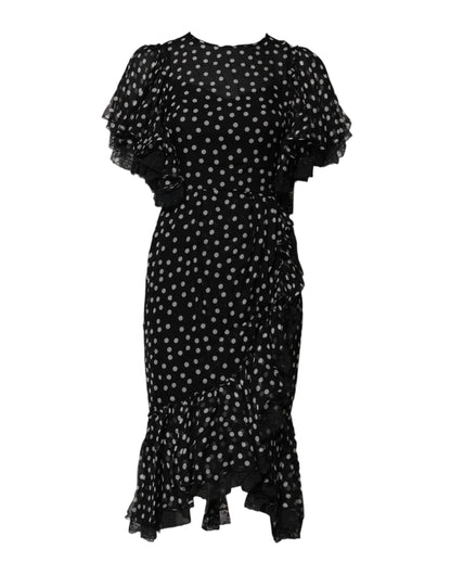 Dolce & Gabbana Women's Sheath Chiffon Cotton Lace & Silk Dress - Black White