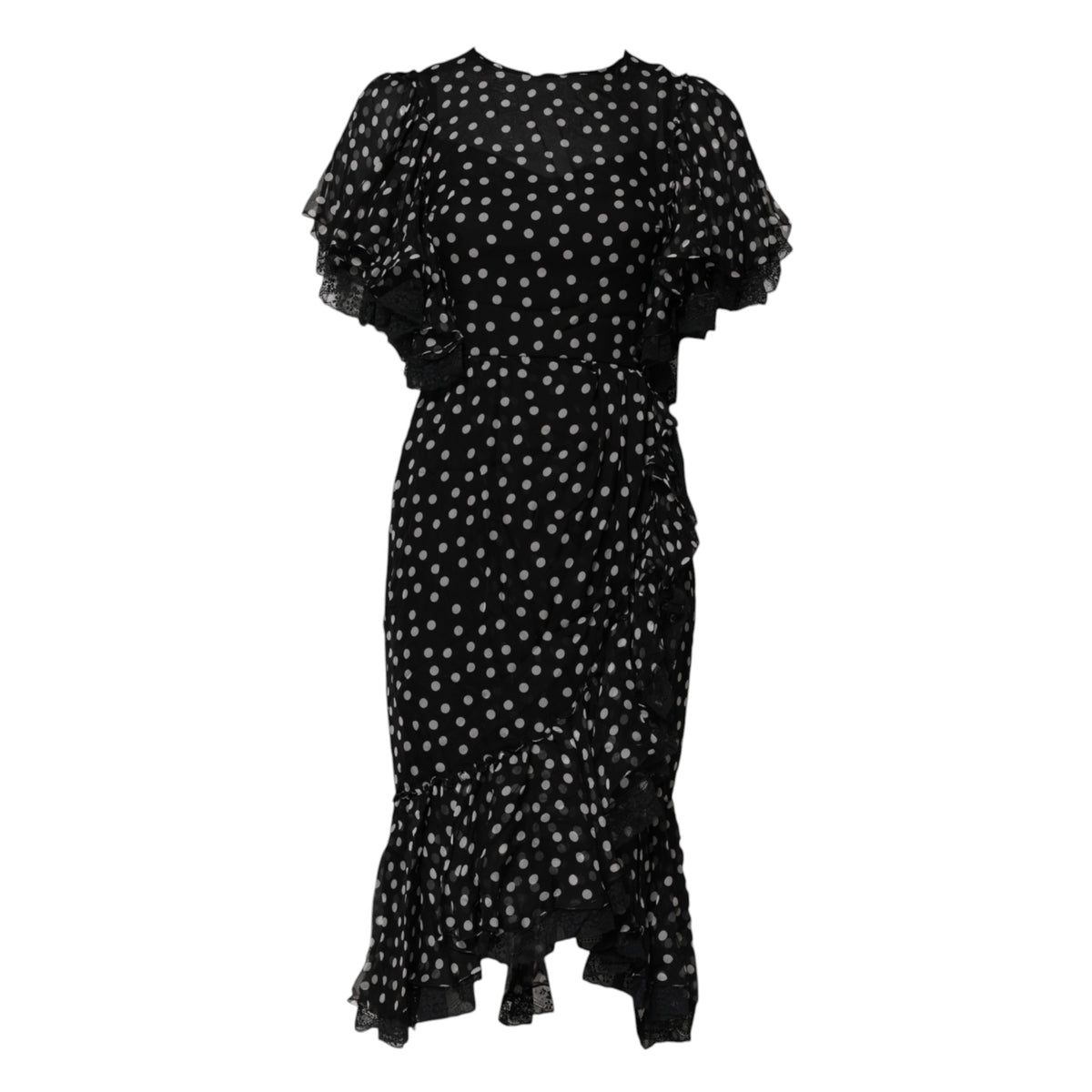 Dolce & Gabbana Women's Sheath Chiffon Cotton Lace & Silk Dress - Black White
