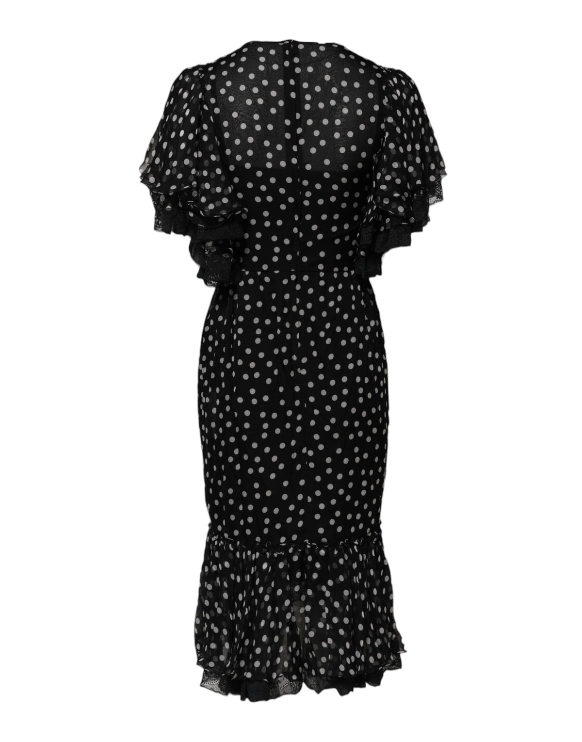 Dolce & Gabbana Women's Sheath Chiffon Cotton Lace & Silk Dress - Black White