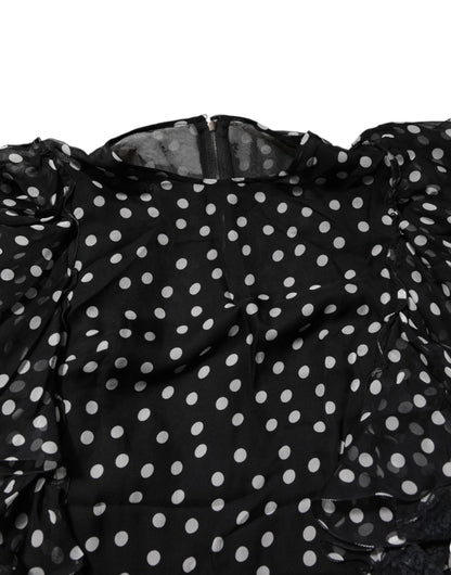 Dolce & Gabbana Women's Sheath Chiffon Cotton Lace & Silk Dress - Black White