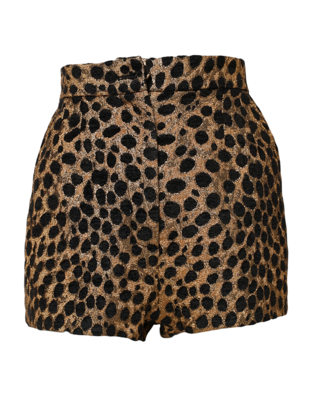 Dolce & Gabbana Women's High Rise Polyester & Film Fiber Shorts - Brown Leopard Print Print