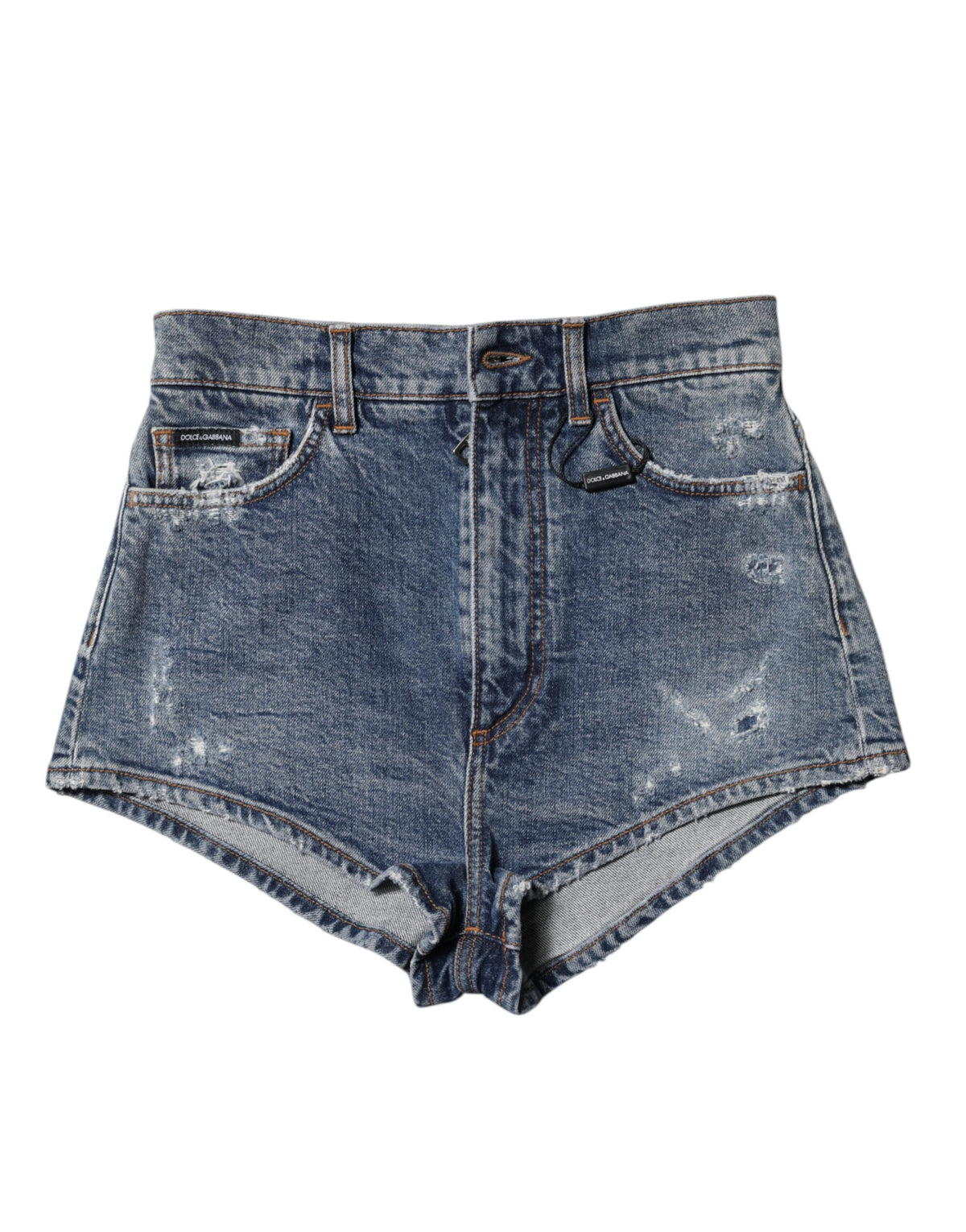 Dolce & Gabbana Women's High Rise Stretch Denim Cotton Shorts - Blue