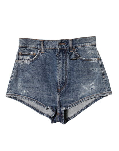 Dolce & Gabbana Women's High Rise Stretch Denim Cotton Shorts - Blue