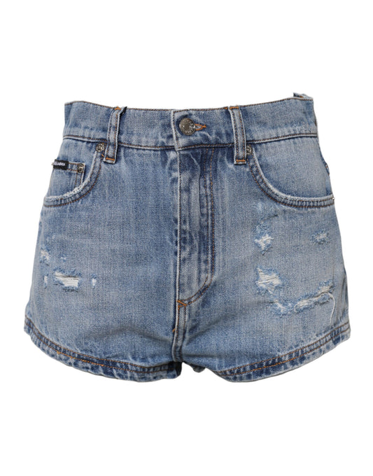 Dolce & Gabbana Women's High Rise Stretch Denim Cotton Shorts - Blue