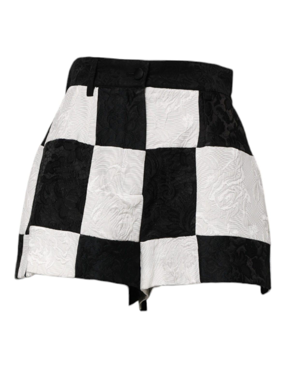 Dolce & Gabbana Women's High Rise Silk Cotton Polyester & Wool Shorts - Black White Floral