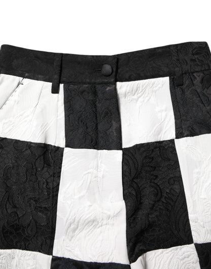 Dolce & Gabbana Women's High Rise Silk Cotton Polyester & Wool Shorts - Black White Floral
