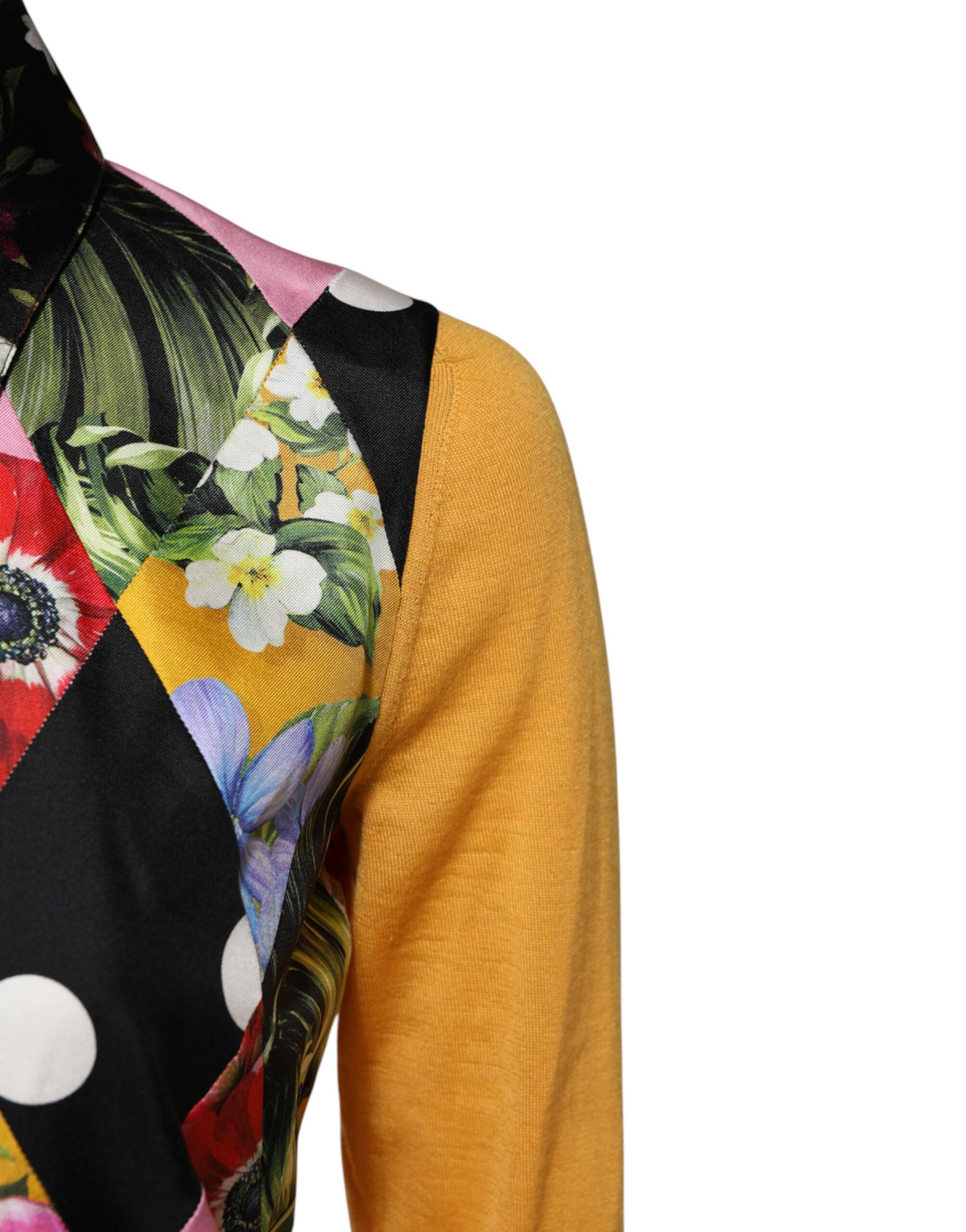 Dolce & Gabbana Women's Long-Sleeve Cashmere Nylon & Silk Polo Shirt - Multicolor Floral Print