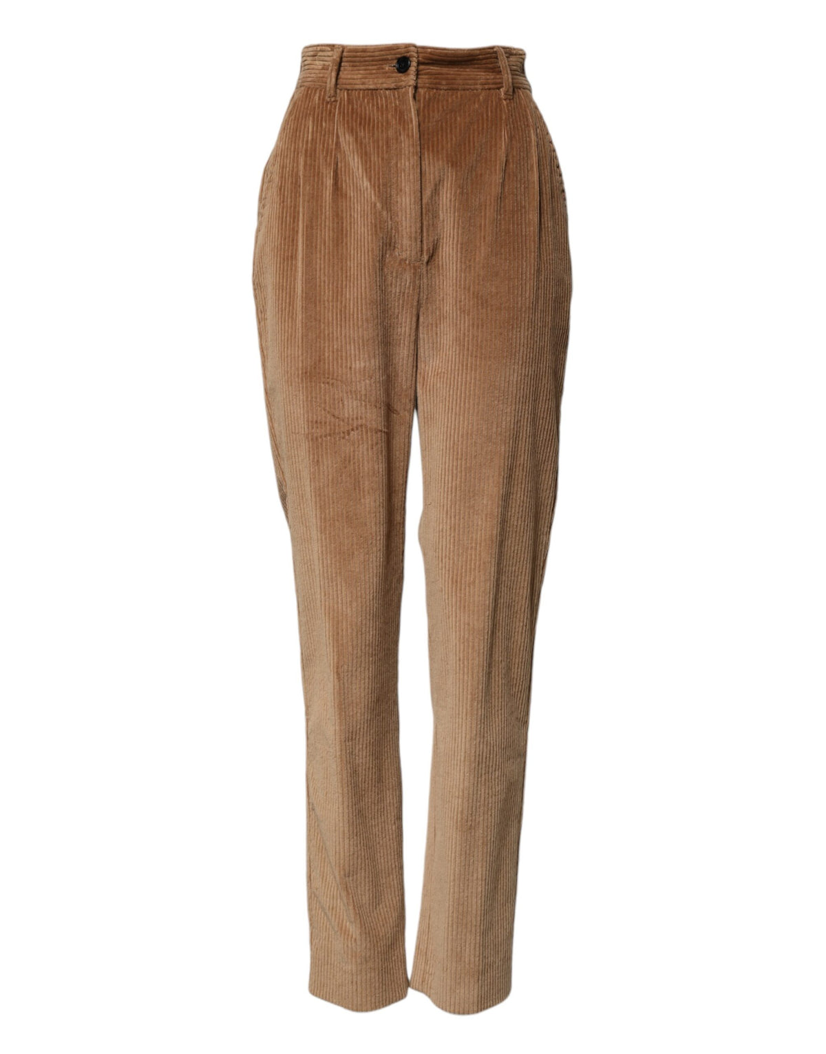 Dolce & Gabbana Women's Tapered Leg High Rise Stretch Cotton Corduroy Jeans - Brown