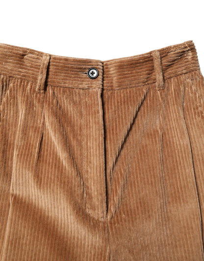 Dolce & Gabbana Women's Tapered Leg High Rise Stretch Cotton Corduroy Jeans - Brown