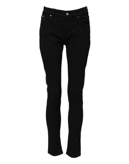 Dolce & Gabbana Women's Skinny Mid Rise Stretch Denim Cotton Jeans - Black