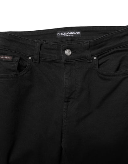 Dolce & Gabbana Women's Skinny Mid Rise Stretch Denim Cotton Jeans - Black
