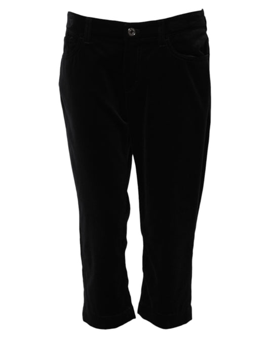 Dolce & Gabbana Capri Women's Skinny Cropped Mid Rise Denim Cotton Jeans - Black