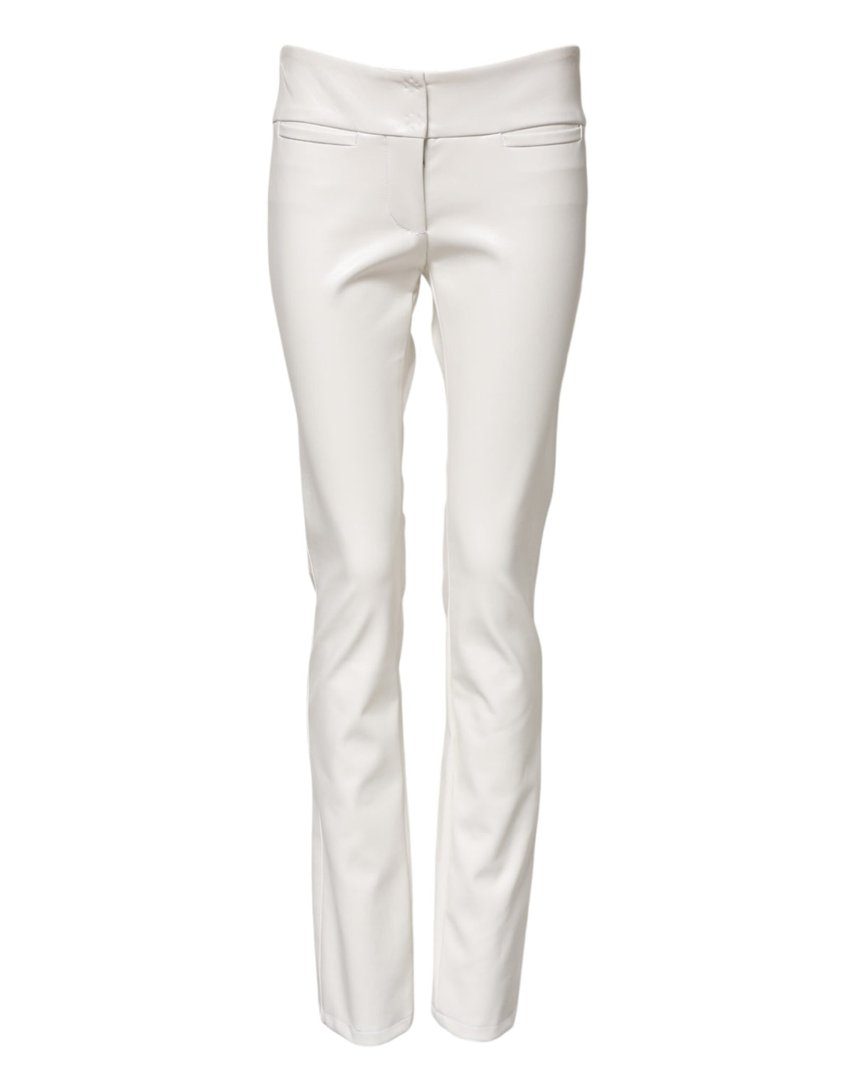 Dolce & Gabbana Women's Tapered Leg High Rise Polyurethane & Viscose Jeans - White