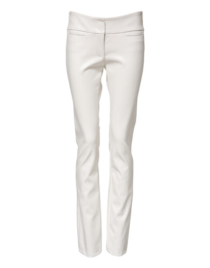 Dolce & Gabbana Women's Tapered Leg High Rise Polyurethane & Viscose Jeans - White