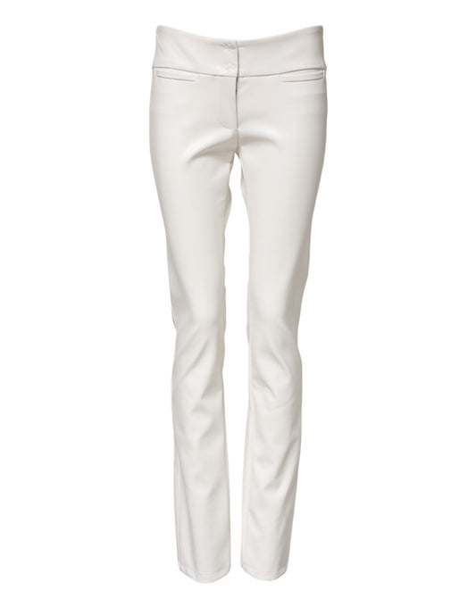 Dolce & Gabbana Women's Tapered Leg High Rise Polyurethane & Viscose Jeans - White