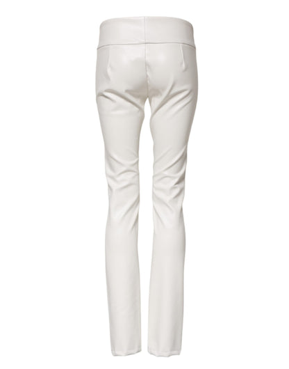 Dolce & Gabbana Women's Tapered Leg High Rise Polyurethane & Viscose Jeans - White
